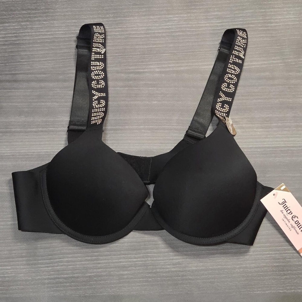 Juicy Couture black push up bra with adjustable straps and padding Size 36B